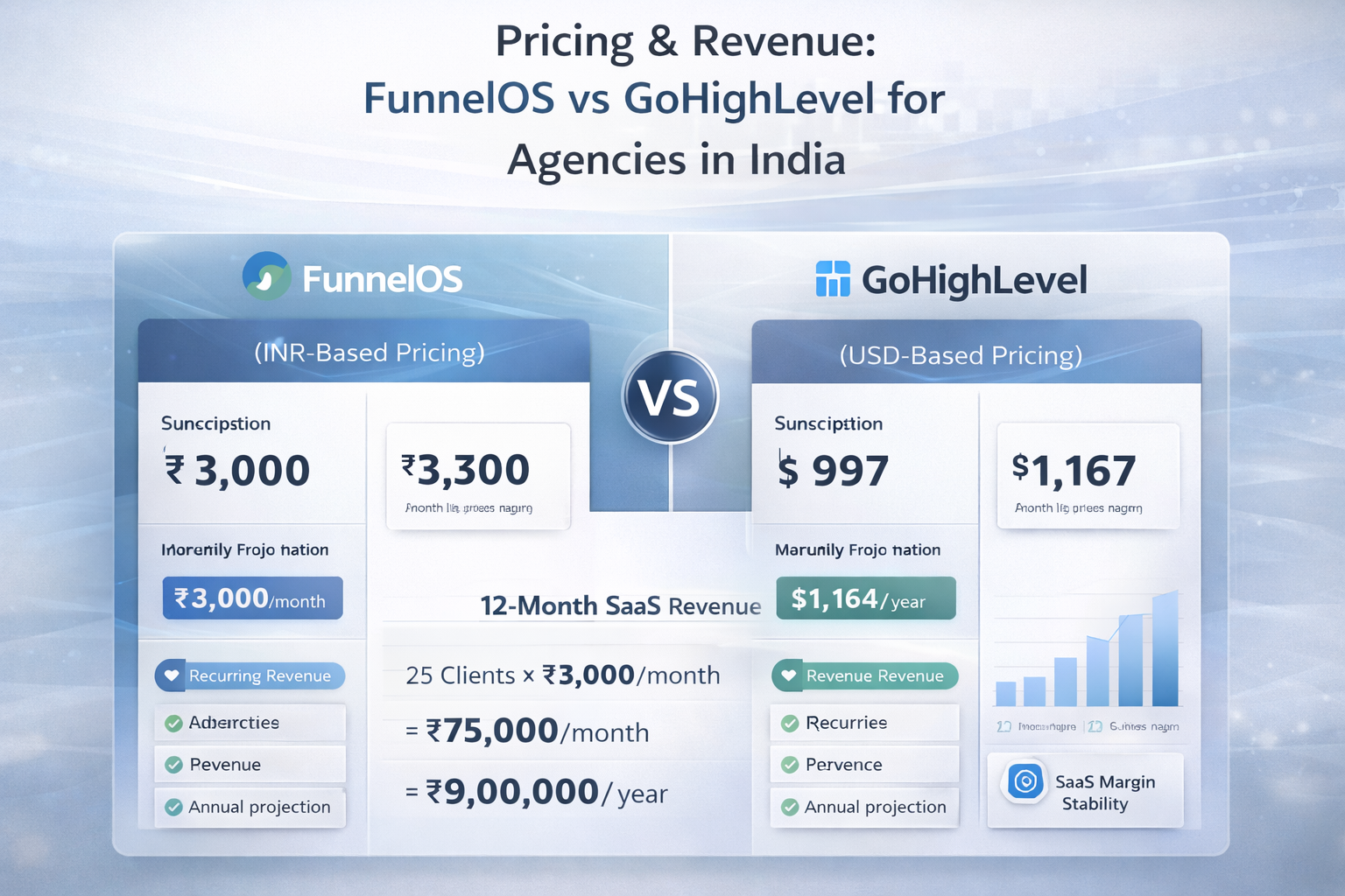 FunnelOS vs GoHighLevel for Agencies in India (2026 SaaS & Pricing Breakdown) FunnelOS vs GoHighLevel pricing and SaaS revenue comparison for agencies in India