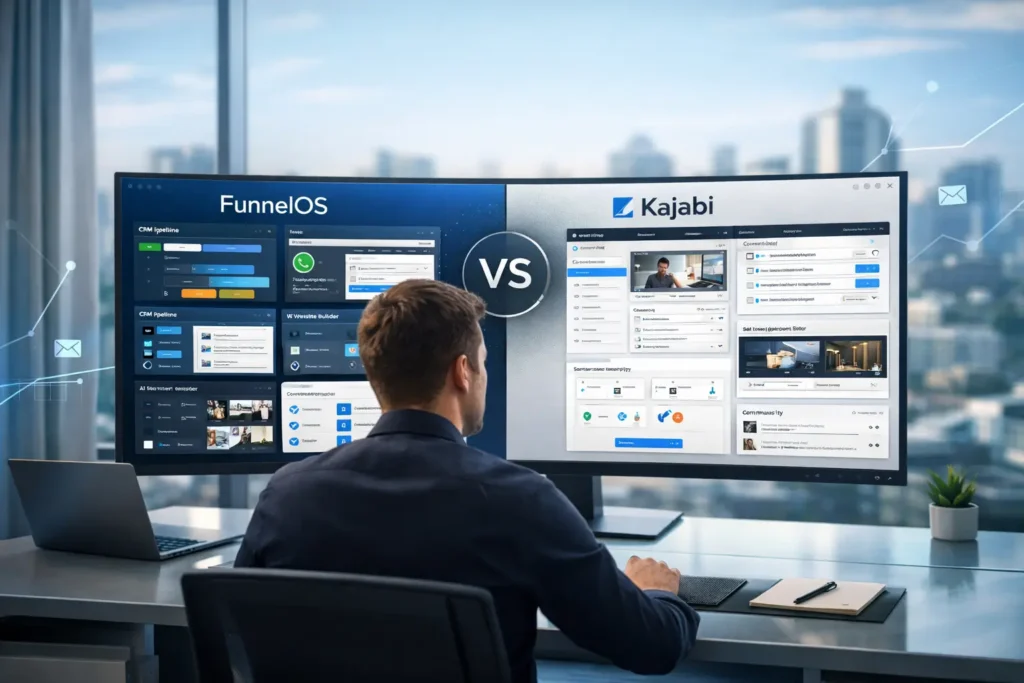 FunnelOS vs Kajabi for agencies comparison